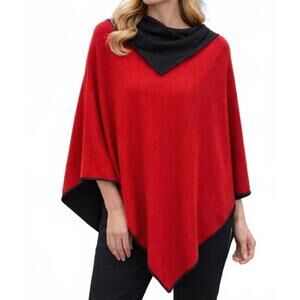 NEW RAPTI FASHION cashmere poncho in red-black
